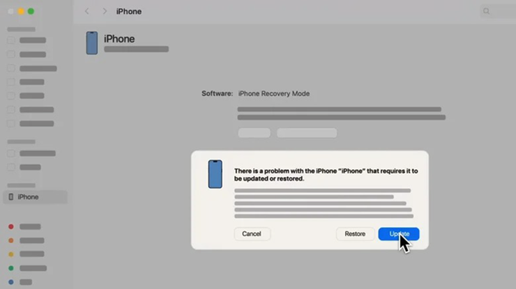 Các bước cập nhật iPhone bằng chế độ Recovery.