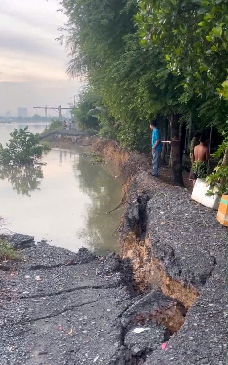 Hiện trạng đoạn bờ bao ven sông Sài Gòn bị sạt lở. Ảnh: M.Hoàng.