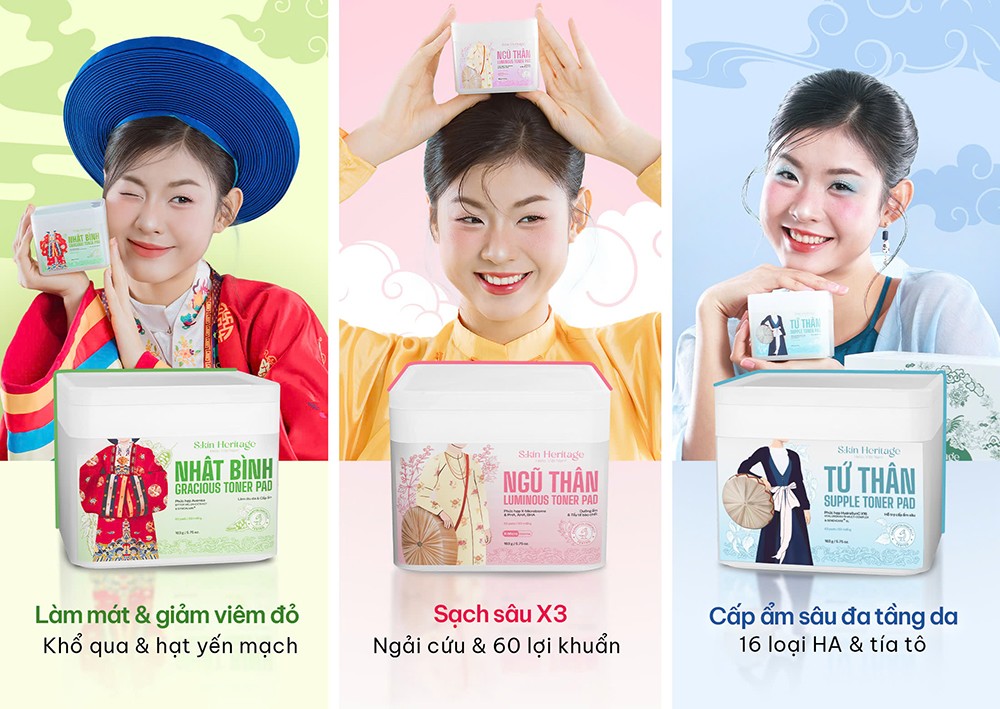 Bộ sưu tập Toner Pad lấy cảm hứng từ Việt phục truyền thống.