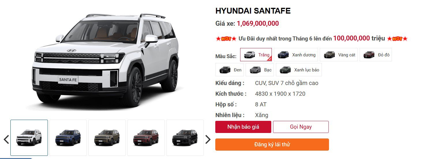Hyundai SantaFe hưởng ưu đãi lên đến 100 triệu đồng - 1