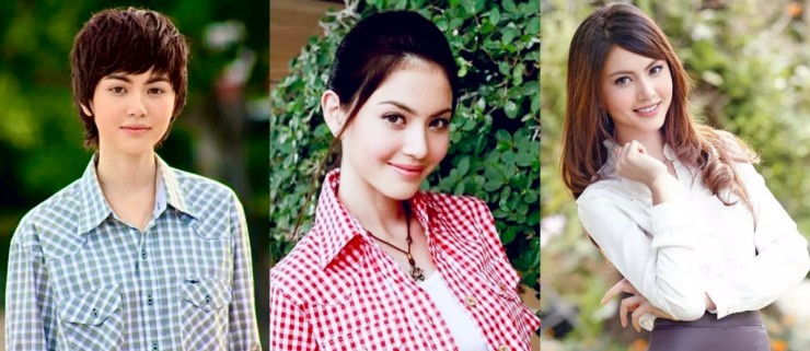 Mai Davika đăng bộ ảnh năm 17 tuổi (trái, giữa) và bước vào tuổi đôi mươi (phải) hồi tháng 1, thu hút hơn nửa triệu lượt thích.