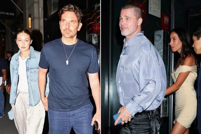 Từ trái qua: Gigi Hadid và Bradley Cooper, Brad Pitt và Ines de Ramon. Ảnh: Backgrid/ GC Images