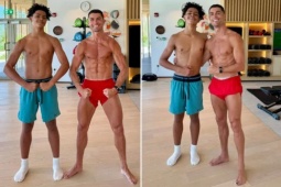 Ronaldo và con trai cùng tập gym, khán giả bất ngờ phát hiện điều này