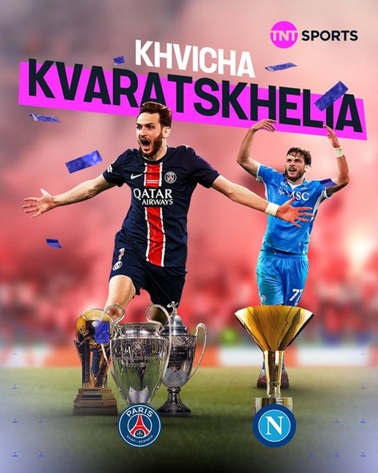 Khvicha Kvaratskhelia có cú ăn ba với PSG và 1 chức vô địch quốc gia với Napoli ở mùa giải vừa qua