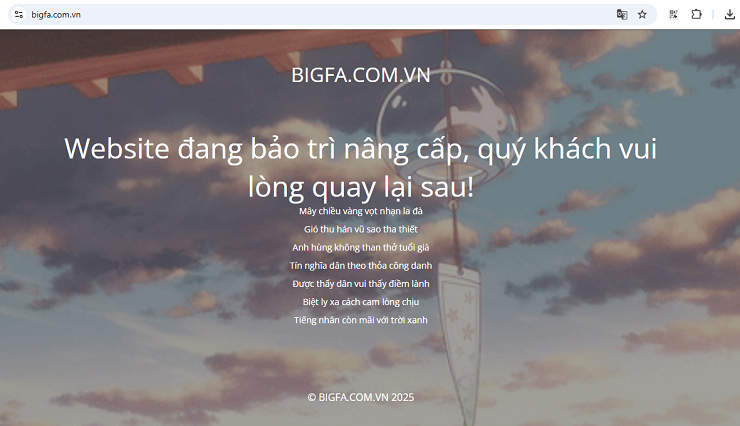 Bài thơ đầy ẩn ý xuất hiện trên website của Công ty Bigfa.