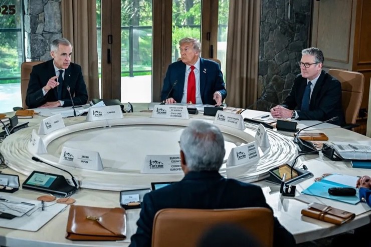 Tổng thống Mỹ Donald Trump tham dự hội nghị thượng đỉnh G7 ở Canada. Ảnh: NYT.