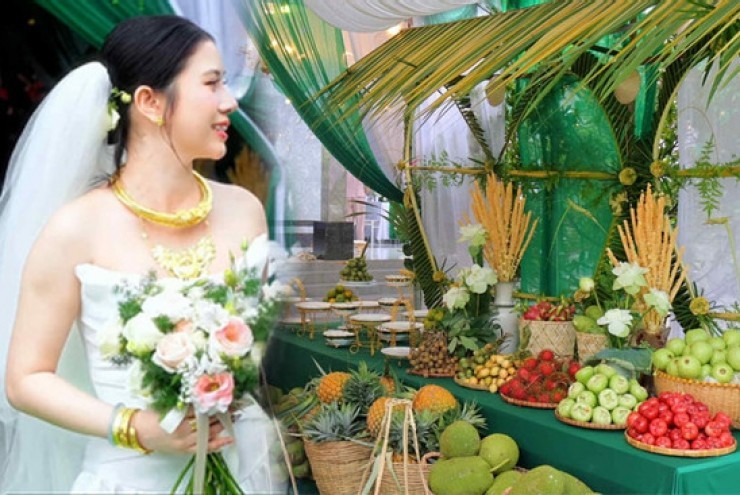 Cô dâu miền Tây được tặng 6 tạ trái cây, khách ăn no còn được gói mang về