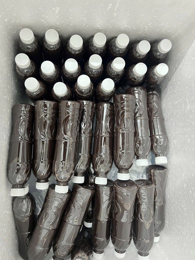 Nước đỗ đen được làm sẵn, bán trên thị trường 20.000 đồng/chai.