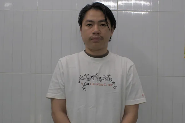 Nguyễn Bảo Hoàng tại cơ quan công an. Ảnh: Công an cung cấp.