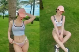 Diệp Lâm Anh khoe dáng " đồng hồ cát " nóng bỏng đón hè