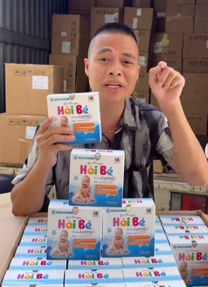 Lê Văn Hải liên tục đăng các video quảng cáo sản phẩm siro ăn ngon Hải Bé trên nền tàng TikTok và thu về số lượng đơn hàng "khủng". (Ảnh chụp màn hình)