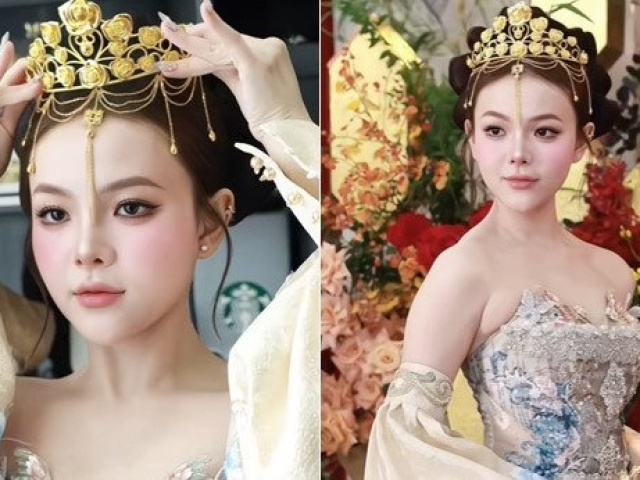 Cô dâu ở TPHCM xinh như búp bê, đầu đội vương miện làm từ 10 cây vàng