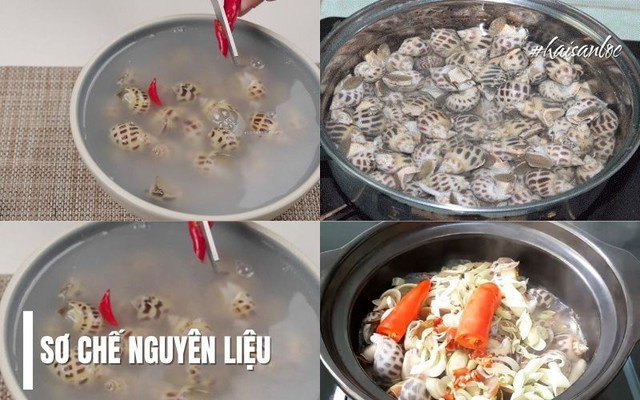 Ốc hương mới mang về cần rửa vài lần với nước để rửa trôi bớt bùn đất bám vào thân ốc, sau đó dùng nước vo gạo (nếu không có sẵn thì có thể dùng nước sạch thay thế) và thêm một ít muối vào để ngâm chúng.