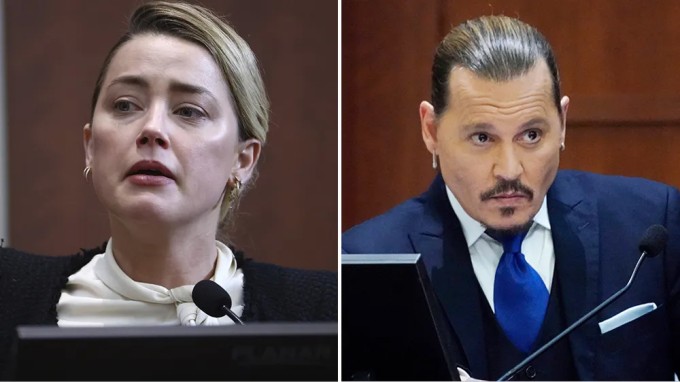 Amber Heard và Johnny Depp trong phiên tòa năm 2022. Ảnh: AP