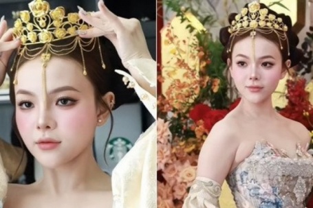 Cô dâu ở TPHCM xinh như búp bê, đầu đội vương miện làm từ 10 cây vàng