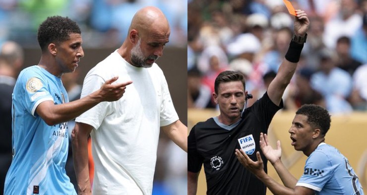 Guardiola không hài lòng với quyết định phạt thẻ đỏ Rico Lewis