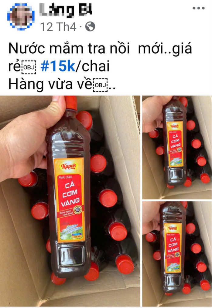 Bài viết của một tài khoản Facebook rao bán sản phẩm nước chấm Kapok đăng hôm 12-4 (Ảnh chụp màn hình)