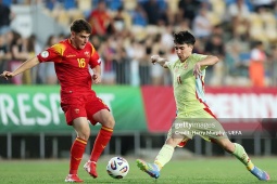 Video bóng đá U19 Montenegro - U19 Tây Ban Nha: Sao trẻ Barca ghi hat-trick (U19 EURO)