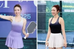 Vợ Chi Bảo xứng danh  " nữ hoàng thời trang  sân pickleball