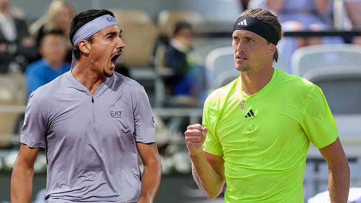Zverev (áo xanh) gặp phải không ít khó khăn trước Sonego