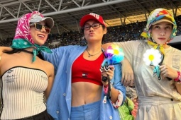 Đàm Thu Trang chít khăn như cụ bà, Quế Vân hở bạo đi xem G-Dragon