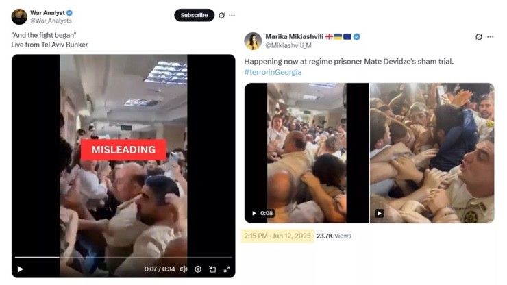 Ẩu đả bên trong tòa án Georgia bị đồn là trong boongke ở Tel Aviv. Ảnh: Euronews.