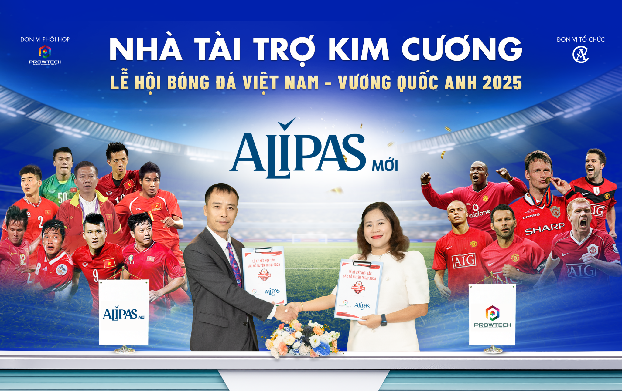 Thương hiệu Alipas của ECO Pharma vinh dự là nhà tài trợ kim cương, đồng hành xuyên suốt sự kiện các huyền thoại Manchester Reds đến Việt Nam.