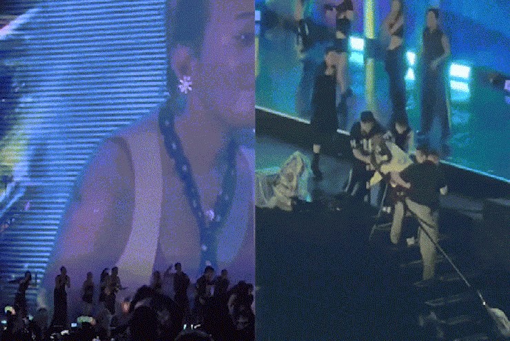 Phản ứng của G-Dragon trong khoảnh khắc fan cuồng lao lên sân khấu khi đang biểu diễn tại Mỹ Đình