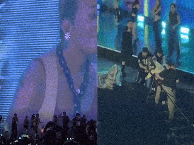 Phản ứng của G-Dragon trong khoảnh khắc fan cuồng lao lên sân khấu khi đang biểu diễn tại Mỹ Đình