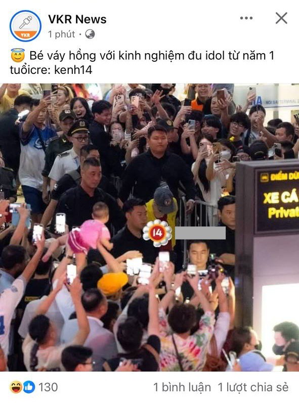 Nhiều fanpage chia sẻ khoảnh khắc của em bé áo hồng