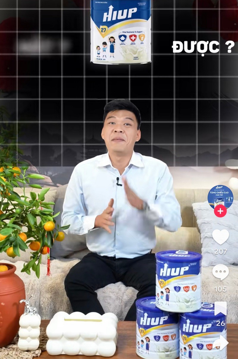 Không chỉ MC Vân Hugo, BTV Quang Minh quảng cáo sữa HIUP mà một loạt người nổi tiếng khác cũng tham gia quảng cáo cho hãng sữa này. (Ảnh chụp màn hình).