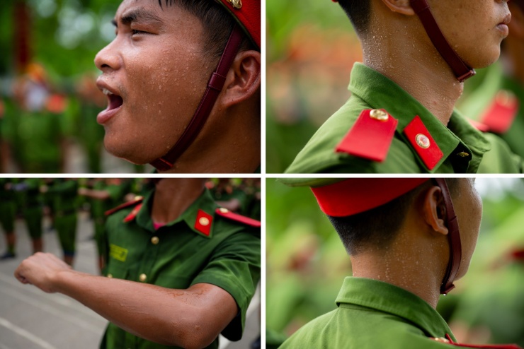 Mồ hôi thấm áo chiến sĩ CAND dưới nắng nóng 40 độ: Những hình ảnh xúc động trên thao trường, hướng đến lễ diễu binh 2/9 - 12