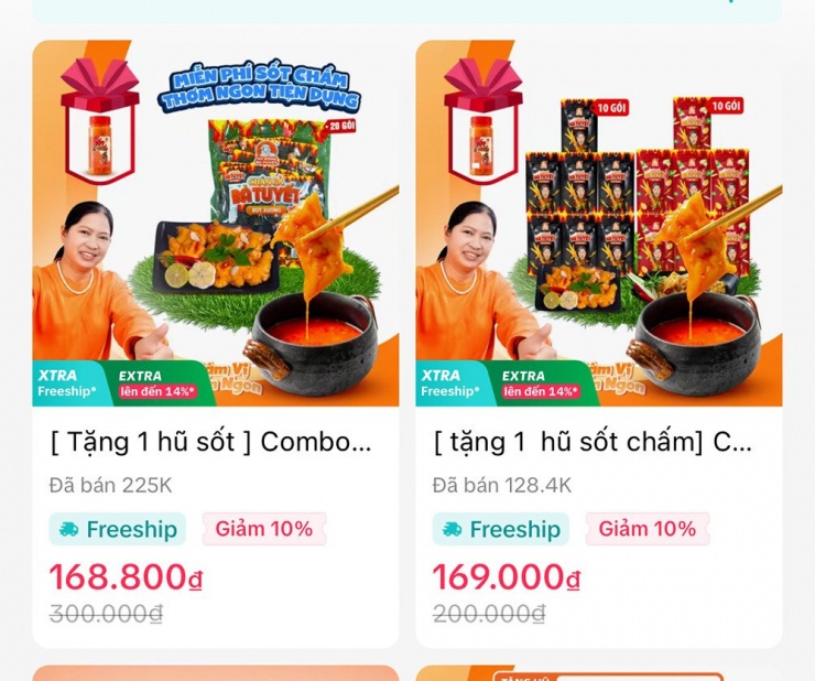 Các sản phẩm bán trên TikTok shop của thương hiệu Ăn Cùng Bà Tuyết.&nbsp;