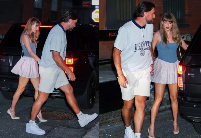 Taylor Swift và bạn trai đi ăn tối hôm thứ Sáu. Ảnh: Backgrid