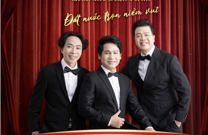 Tam ca nhạc đỏ Trọng Tấn, Đăng Dương, Việt Hoàn tái ngộ trong live concert Đất nước trọn niềm vui dịp kỷ niệm 50 năm thống nhất đất nước.