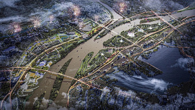 Phối cảnh sông Hồng theo đề xuất của đơn vị nghiên cứu.