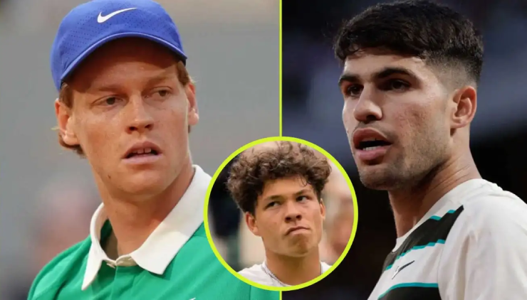 Shelton (người ở giữa) sẽ là người có thể cản bước Sinner hoặc Alcaraz vào chung kết Wimbledon 2025