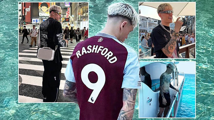 Garnacho mặc áo Aston Villa có in tên Rashford