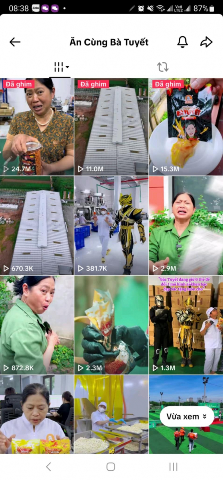 Cênh TikTok Ăn Cùng Bà Tuyết có hơn 2,8 triệu người theo dõi.