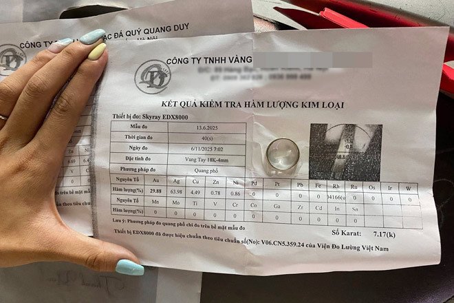 Kết quả kiểm định vàng. Ảnh: P.H.Y.