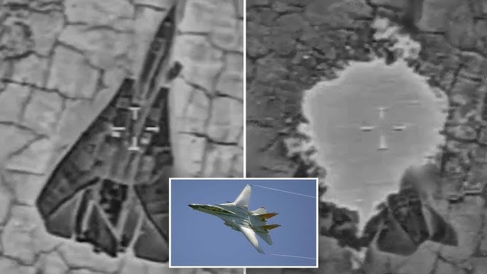 Hình ảnh do UAV Israel ghi lại cảnh tấn công một tiêm kích của Iran. Ảnh: GettyImages
