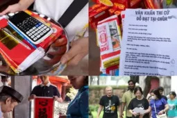 Sĩ tử tấp nập đến trường đại học đầu tiên ở Việt Nam để cầu may trước kỳ thi tốt nghiệp