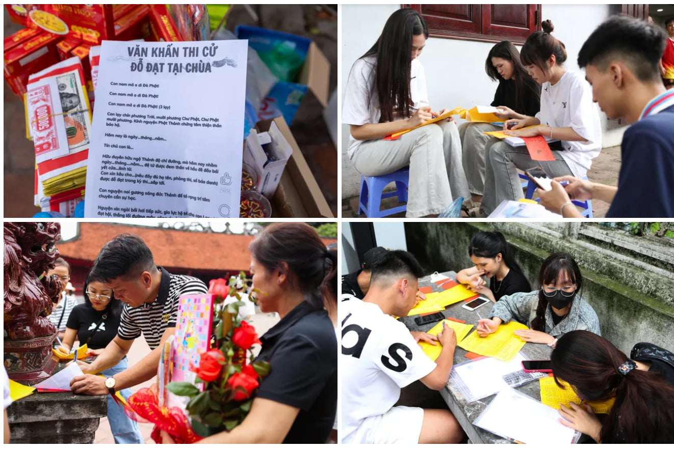 Sĩ tử tấp nập đến trường đại học đầu tiên ở Việt Nam để cầu may trước kỳ thi tốt nghiệp - 3