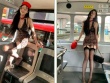 Cô gái trẻ mặc váy ôm ngắn, tạo dáng trên xe buýt gây tranh cãi