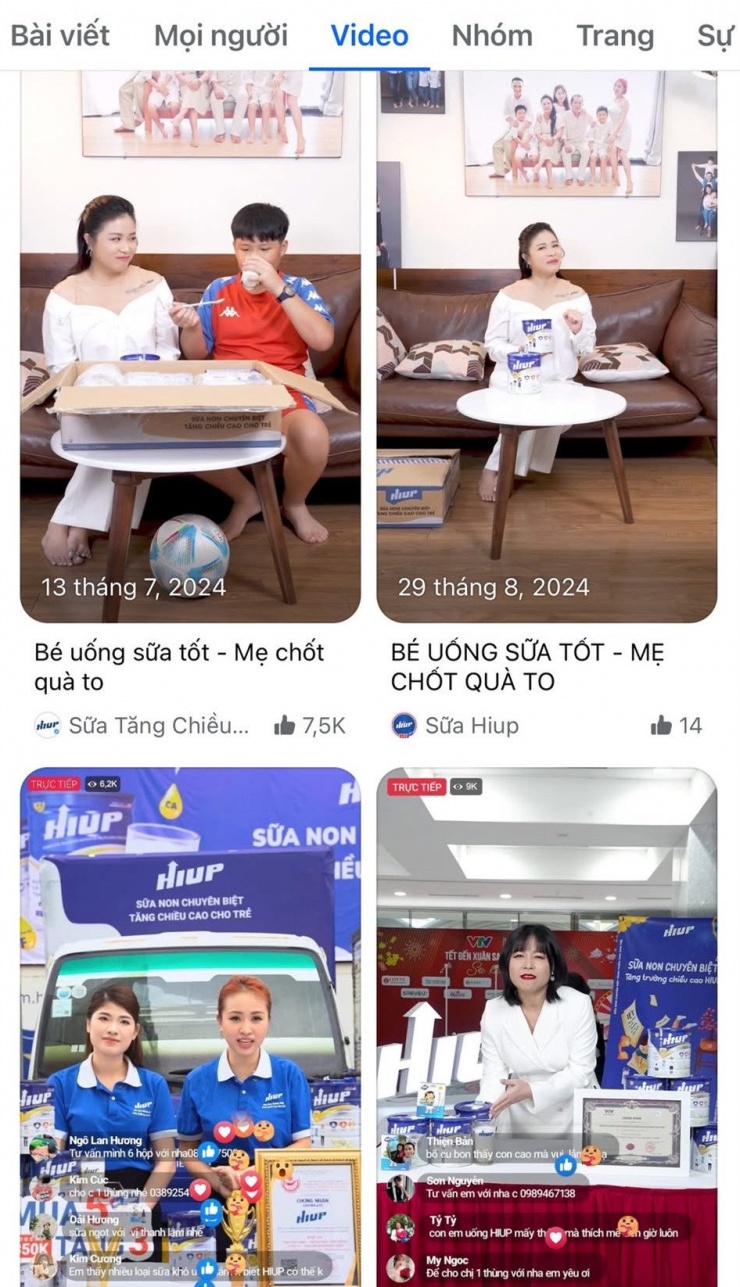 Các clip Hoàng Linh quảng cáo sữa giả ngập tràn mạng xã hội. Ảnh: Chụp màn hình 
