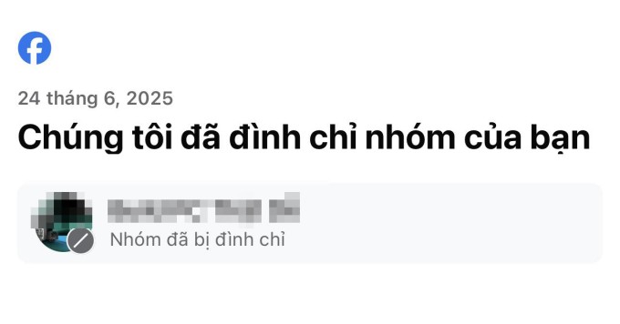Thông báo gửi đến quản trị viên một nhóm Facebook ngày 24/6. Ảnh chụp màn hình