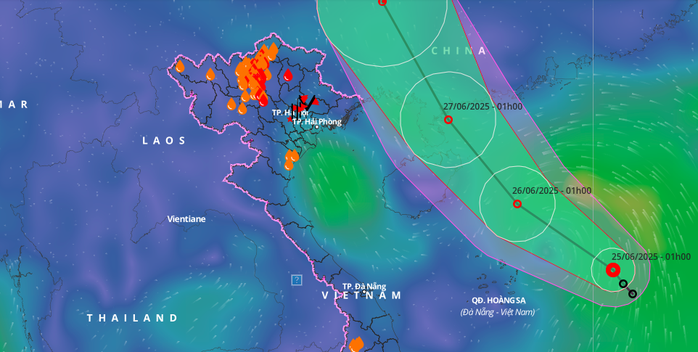 Vị trí áp thấp nhiệt đới và dự báo hướng di chuyển