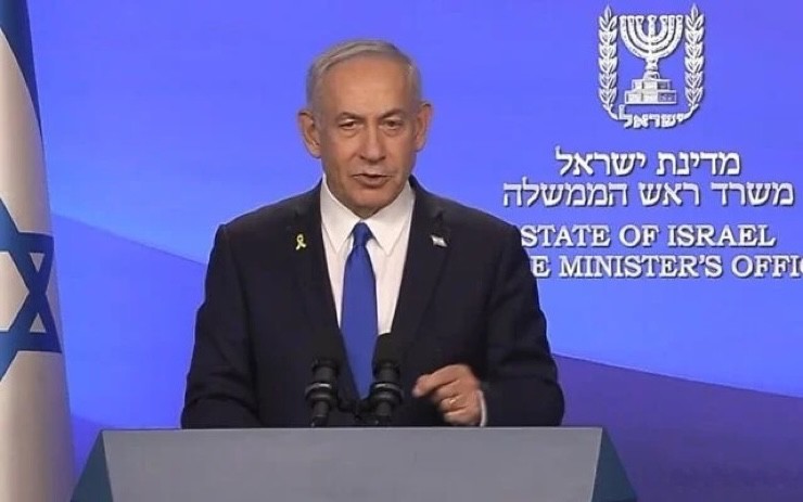 Thủ tướng Israel Benjamin Netanyahu phát biểu trong thông điệp chiến thắng ngày 24/6. Ảnh: Times of Israel.