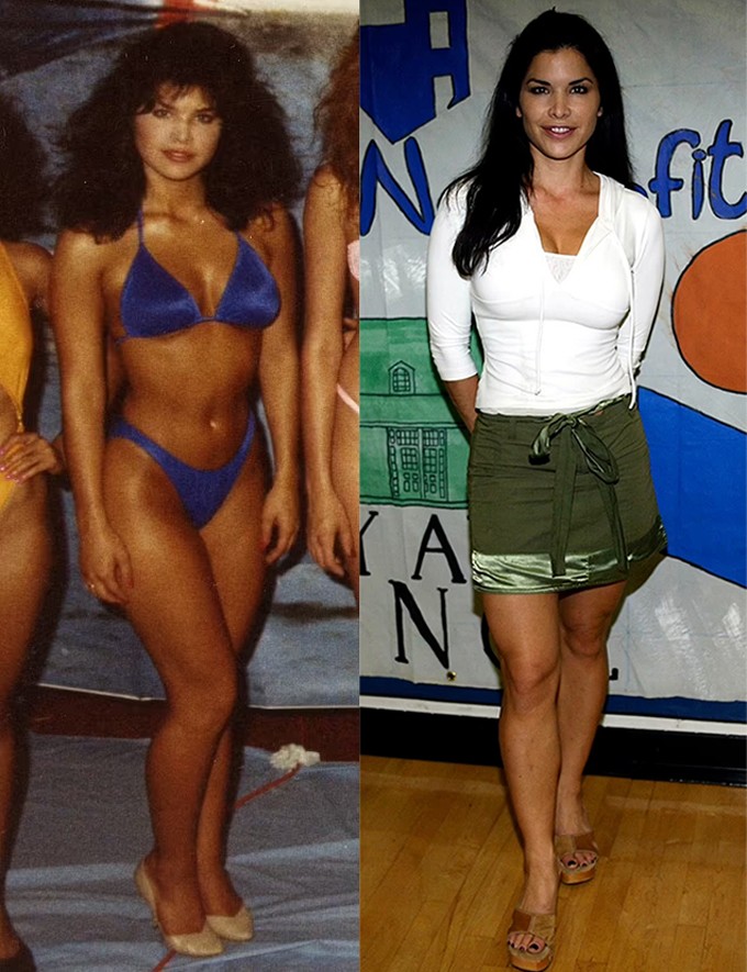 Lauren Sanchez khi đi thi tuyển làm tiếp viên hàng không (trái) và khi làm phóng viên (phải). Ảnh: DM