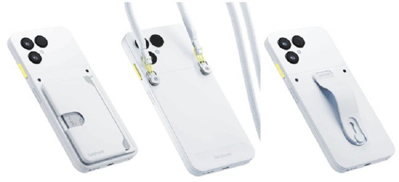 Mặt lưng Fairphone 6 có thể tùy chỉnh với nhiều phụ kiện khác nhau.
